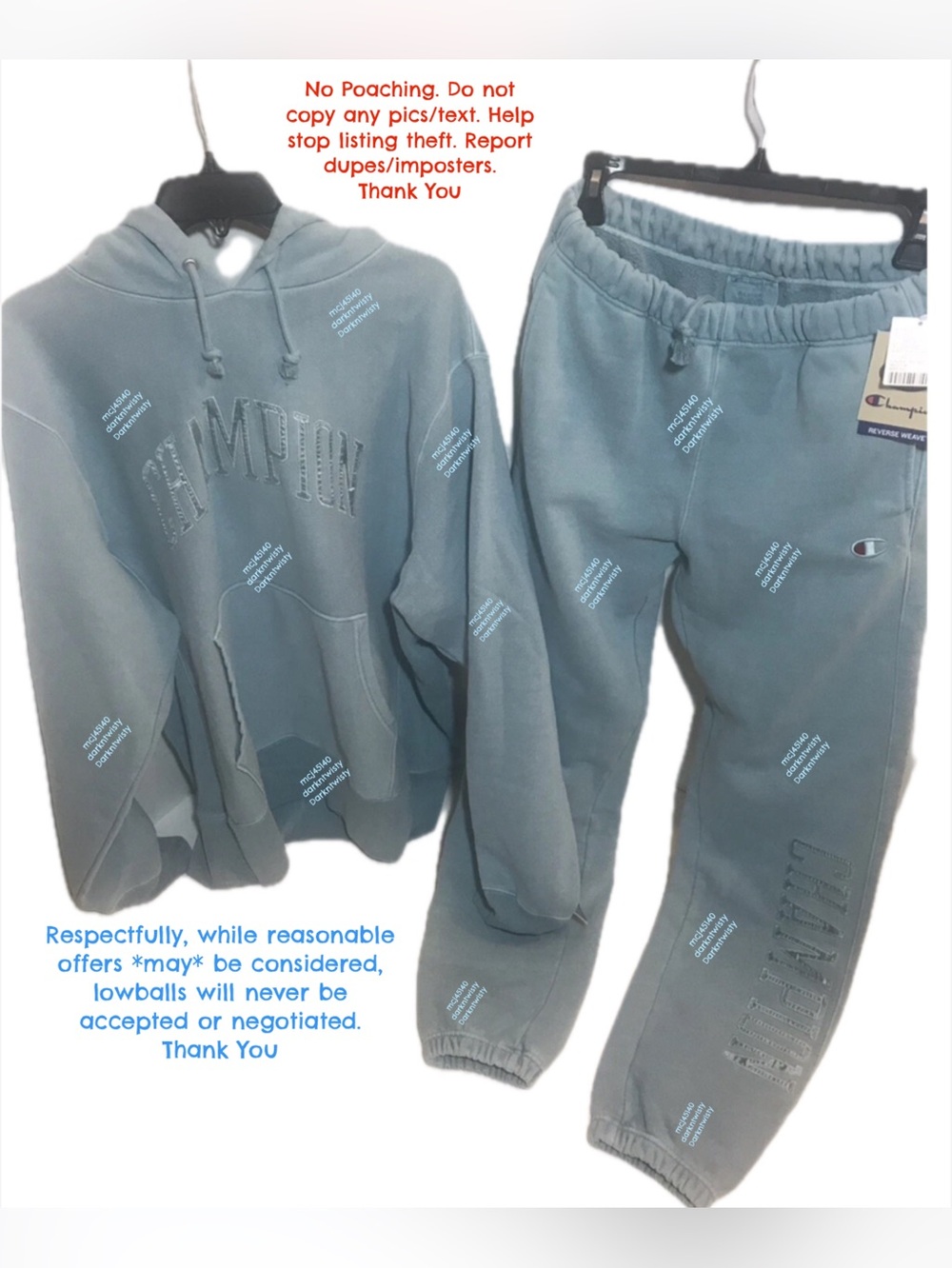 BNWT Urban Outfitters Lim Ed. Champion RW Set Excl Lim Ed M Hoodie, M Pants NWT - Picture 7 of 14